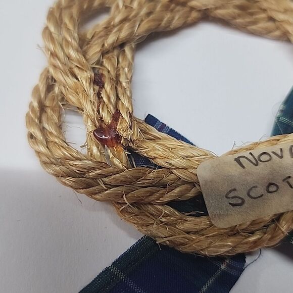 Rustic Rope Wreath Ornament with Blue Plaid Bow Nova Scotia - Picture 6 of 6